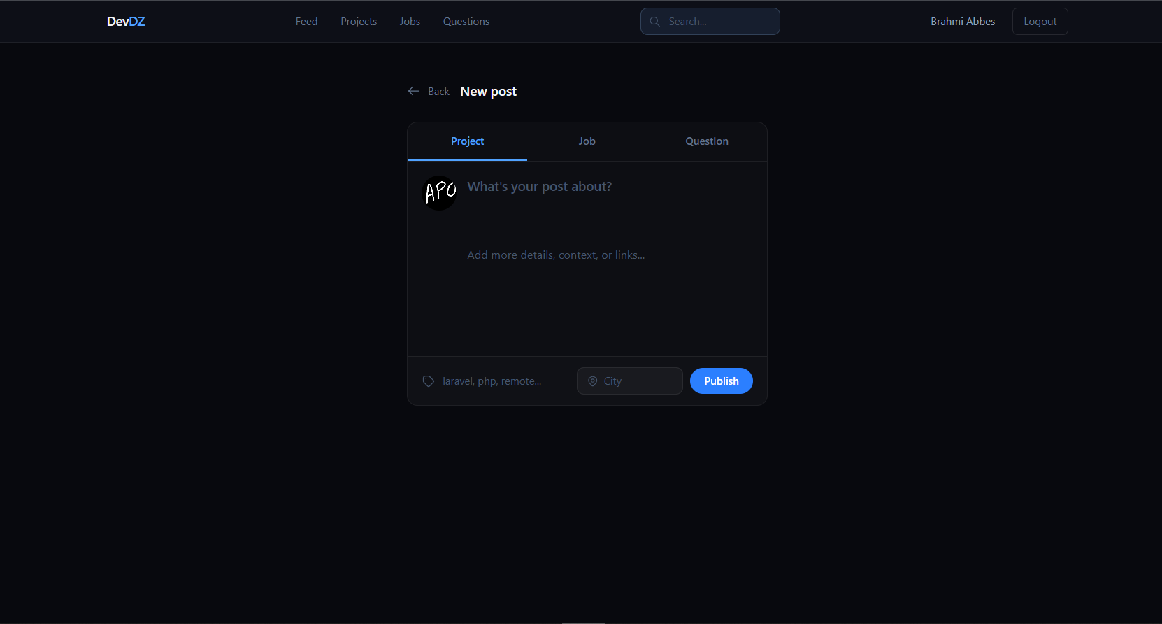 DevDz new post form
